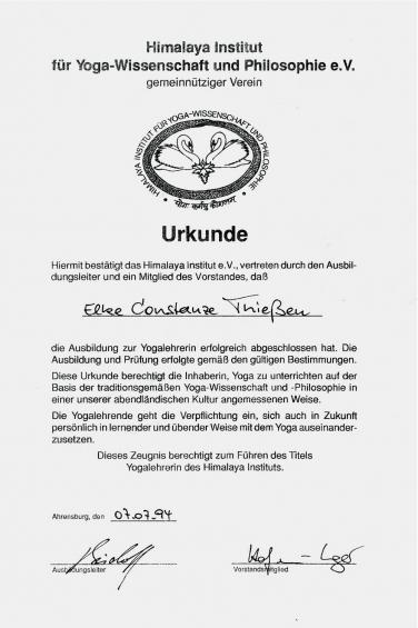 YLA Urkunde